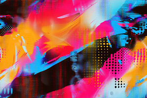 Seamless vibrant abstract halftone glitch artwork featuring bold colors like pi, a Background Graphic by Textures & Backgrounds