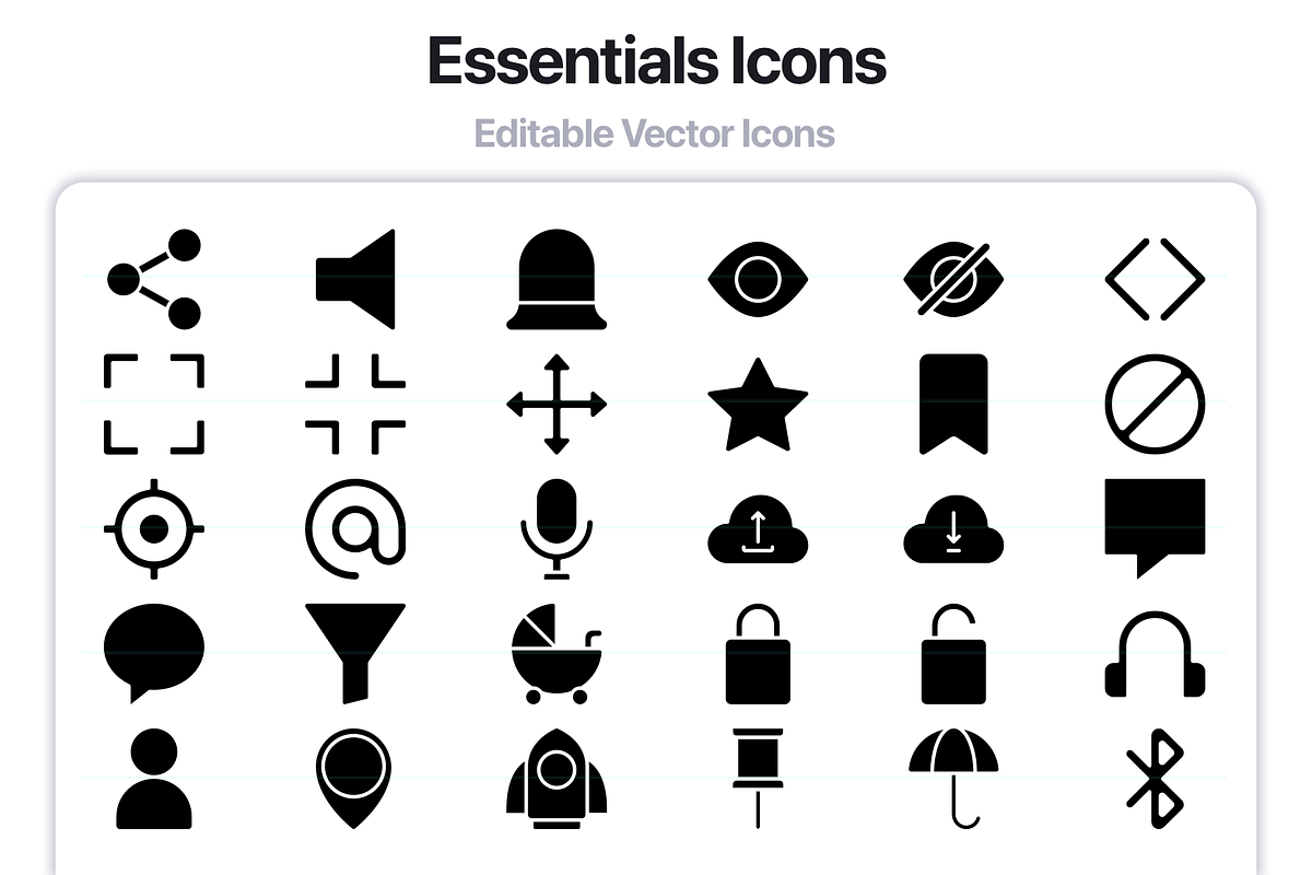 100 Essentials Glyph Vector Icons, an Outline Icon by Juicy Icons (Photo 6 of 6)