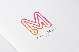 Minimal Line Initial Letter M Logo