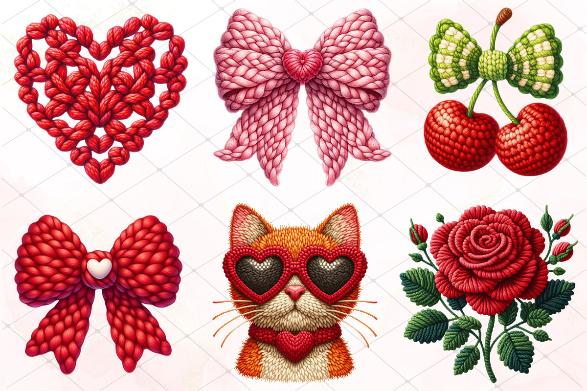 Faux Yarn Valentine’s Day Png Bundle, a Seasonal Illustration by RobertsArt (Photo 3 of 6)