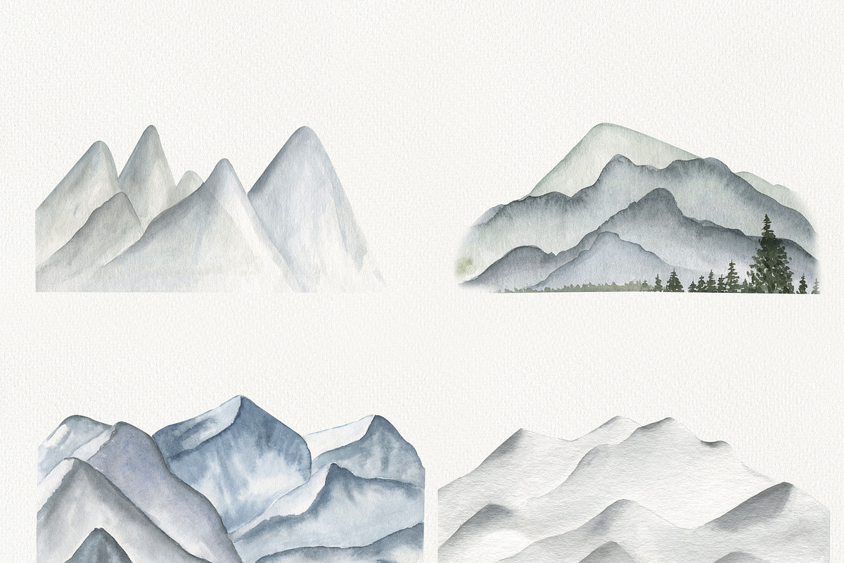Watercolor forest and mountains, a Texture Illustration by ViolettaKh (Photo 6 of 9)