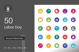 Labor Day Filled Round Corner Icons, an Icon by IconBunny