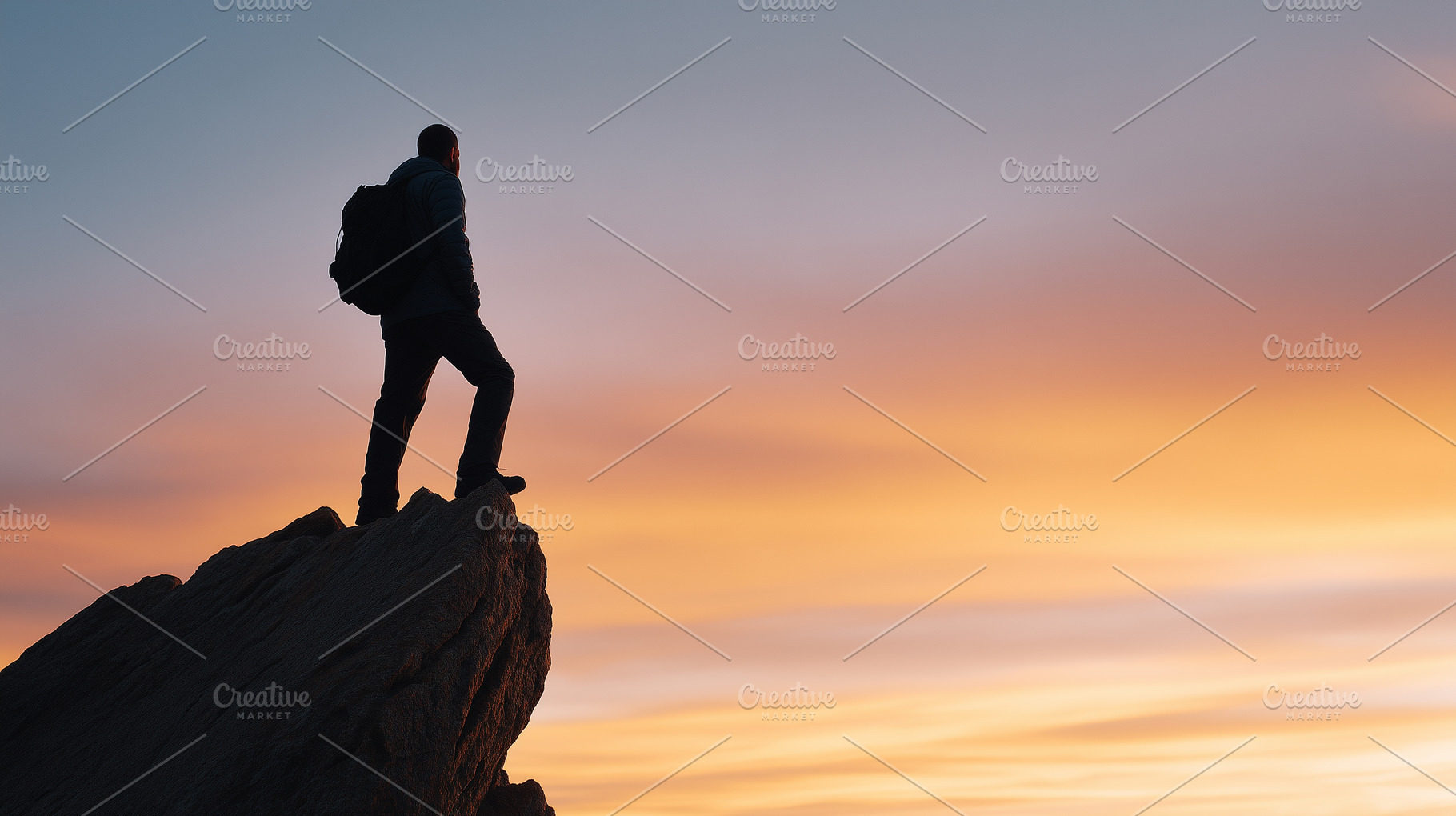 Silhouette of a hiker standing on a, a Person Photo by MistyDay
