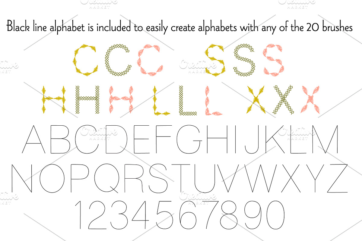 Embroidered Alphabet & Brushes, a Brush Add-On by Melissa Held Designs (Photo 2 of 5)
