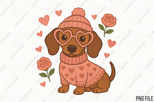 Valentine Dachshund Dog Mom PNG, an Illustration by CraftArtStudio