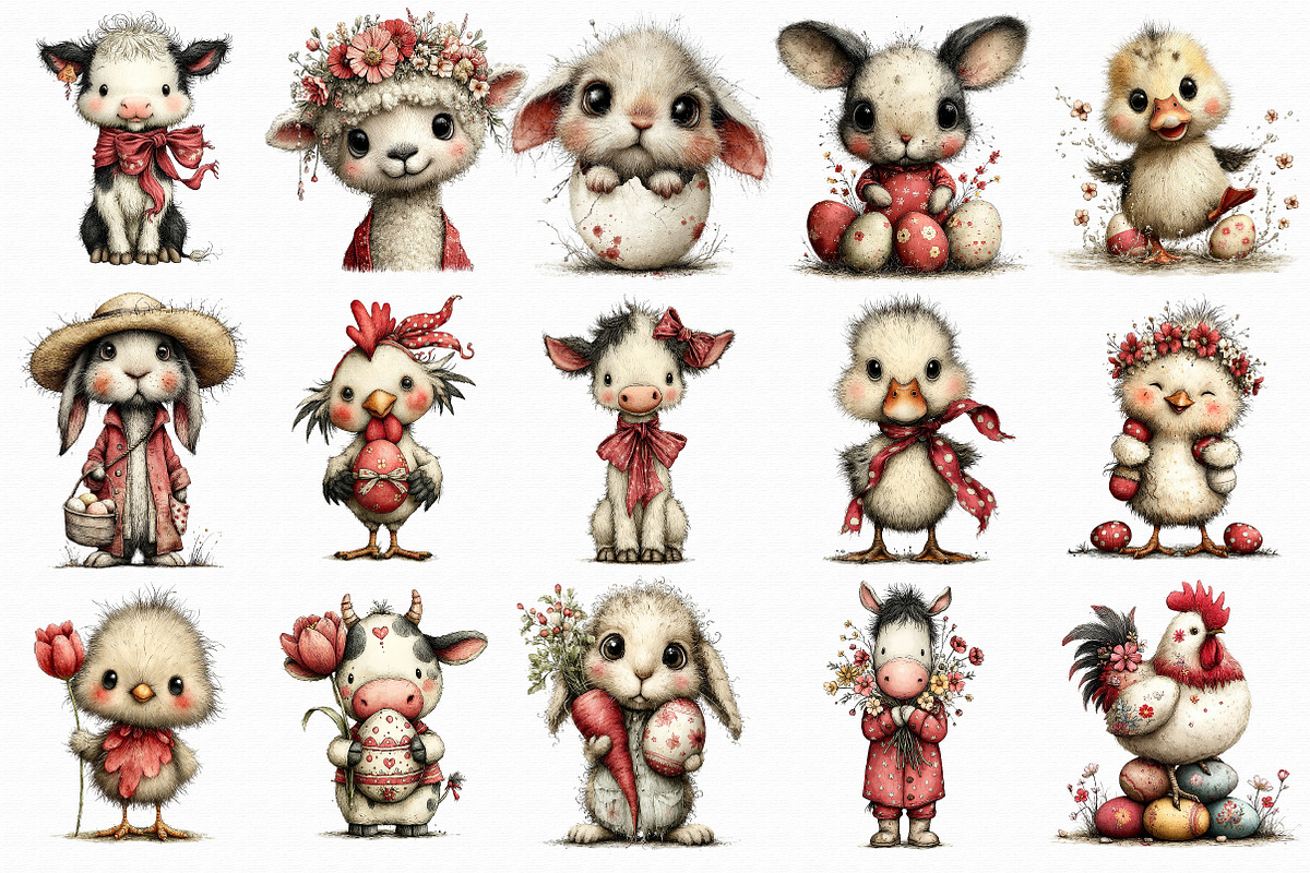 Whimsical Easter Farm Clipart, an Illustration by Libby Wishes (Photo 2 of 7)