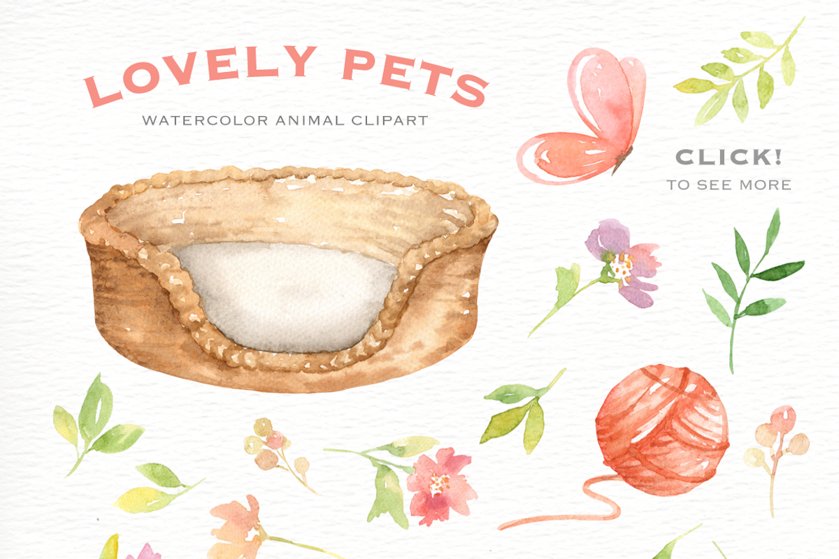 Lovely Pets Watercolor clipart, an Animal Illustration by everysunsun (Photo 3 of 6)