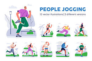 Sports people jogging, running set, a Sport Illustration by Good Studio