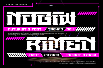 Nogiw Rimen - Futuristic Font, a Sans Serif Font by Iqsiart Studio