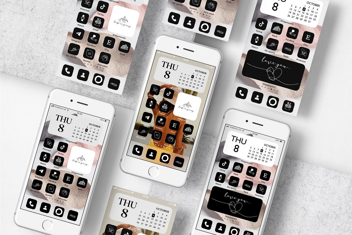 163 Black Aesthetic iOS 14 App Icons, an Icon by velychko.ua (Photo 5 of 6)