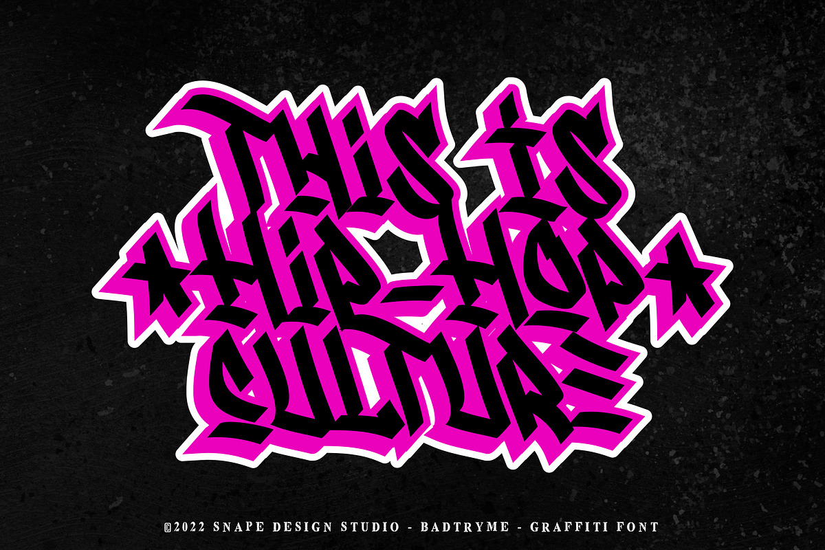 Badtryme - Graffiti Font, a Font by Snape Design Studio (Photo 3 of 5)