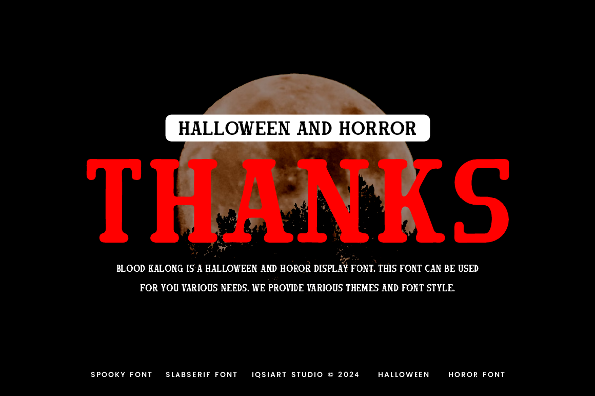 Blood Kalong - Halloween Horror Font, a Sans Serif Font by Iqsiart Studio (Photo 7 of 7)