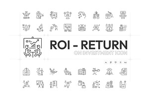 ROI and Revenue Icon Pack, an Outline Icon by Prosymbols