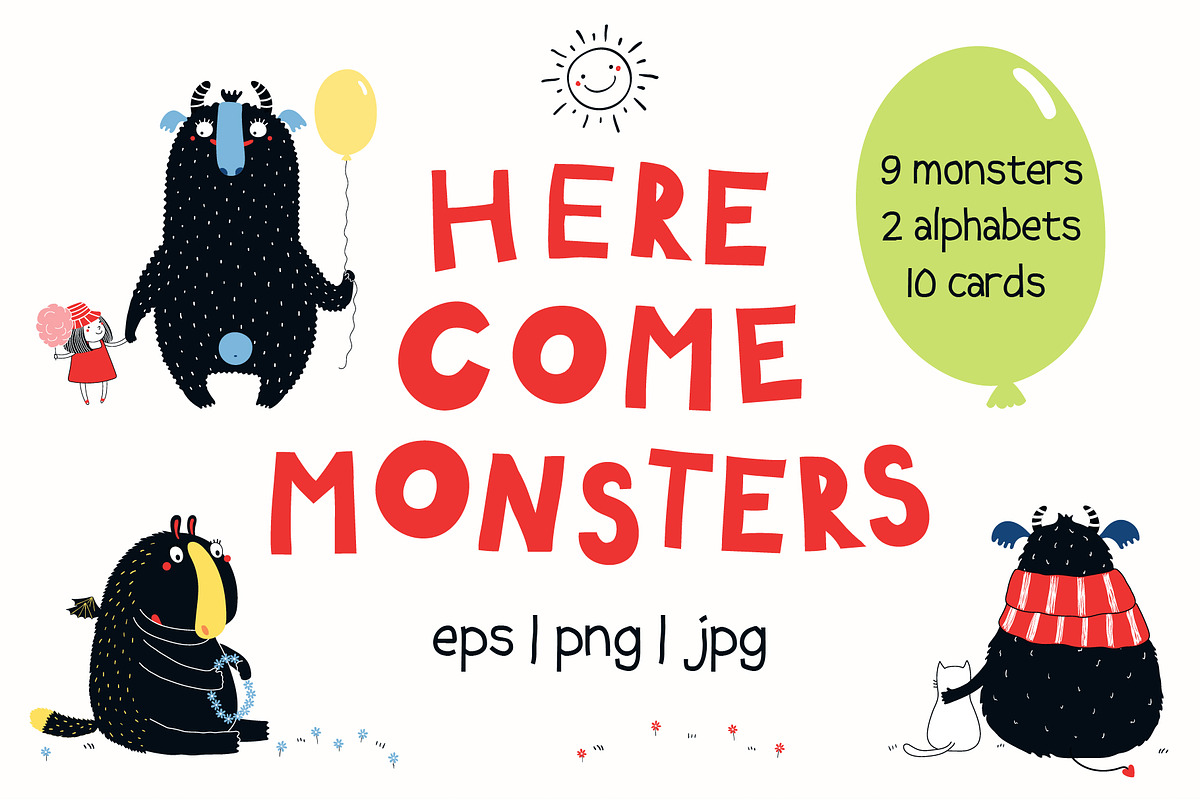 Cute Monsters Kids Vector Graphics, an Animal Illustration by sceptical cactus (Photo 1 of 8)