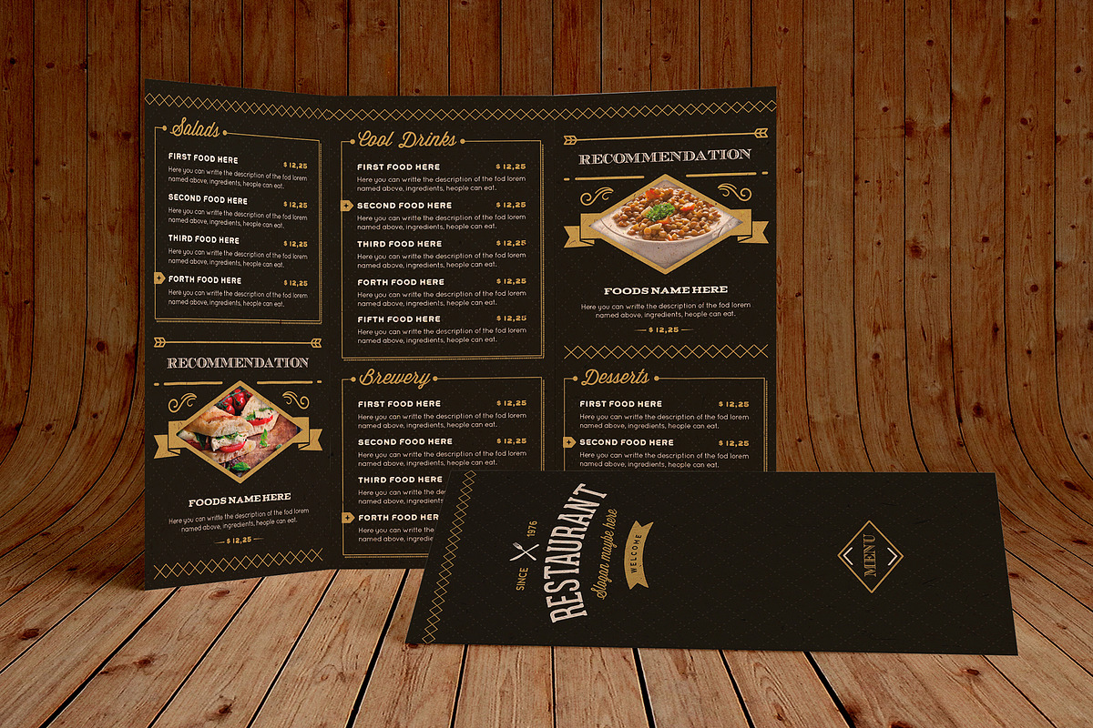 Elegant Food Menu 3 Dark Version, a Brochure Template by Luuqas Design (Photo 1 of 6)