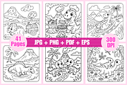 Cute Dinosaur Coloring Pages, a Decorative Illustration by Coco Bloom (Thumbnail 2 of 3)