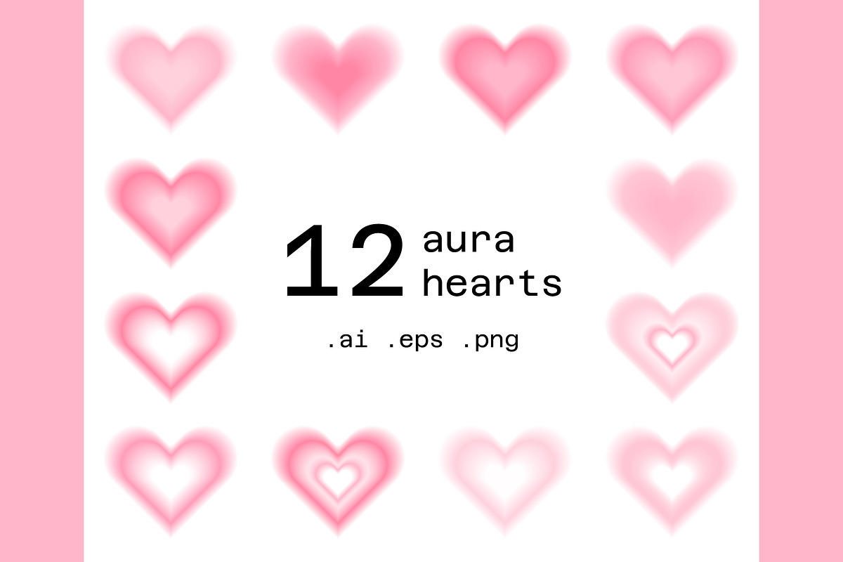 Pink Gradient Heart Vector Ai Png, an Object Graphic by MariiaVD (Photo 2 of 3)