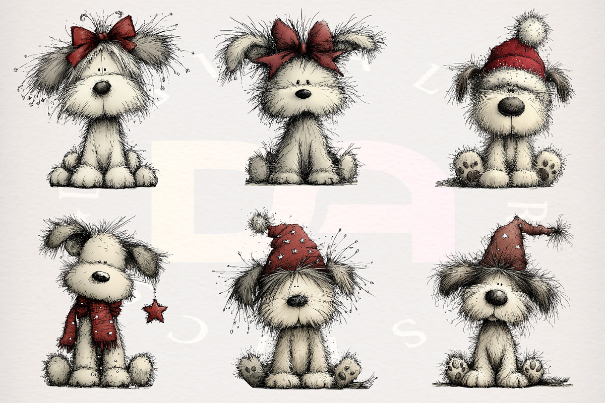 Whimsical Christmas Fluffy Dogs PNG, a Transportation Illustration by Digital Artistic99 (Photo 2 of 7)