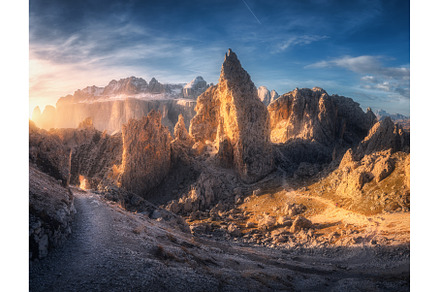 Trail in mountain valley at colorful, a Nature Photo by den-belitsky