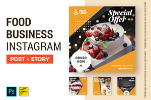 Food Business Instagram Post + Story
