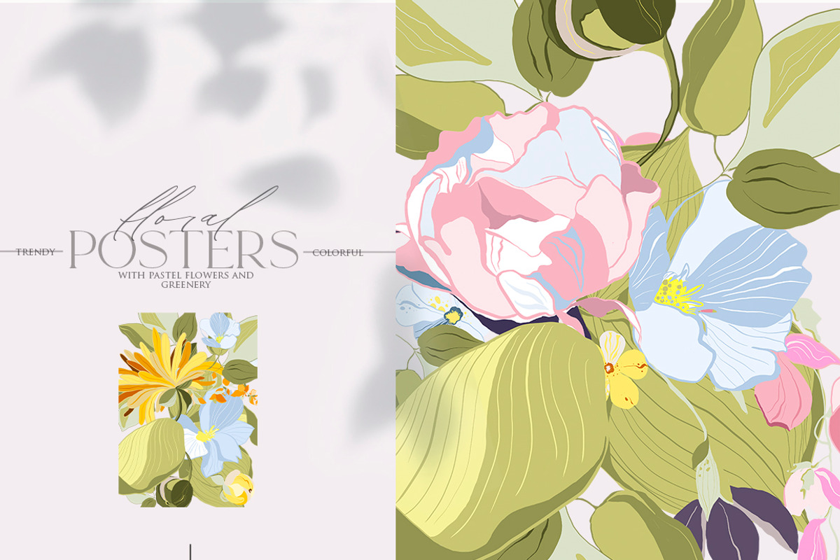 Pastel digital abstact flower bundle, a Decorative Illustration by 60secondsArt (Photo 3 of 14)