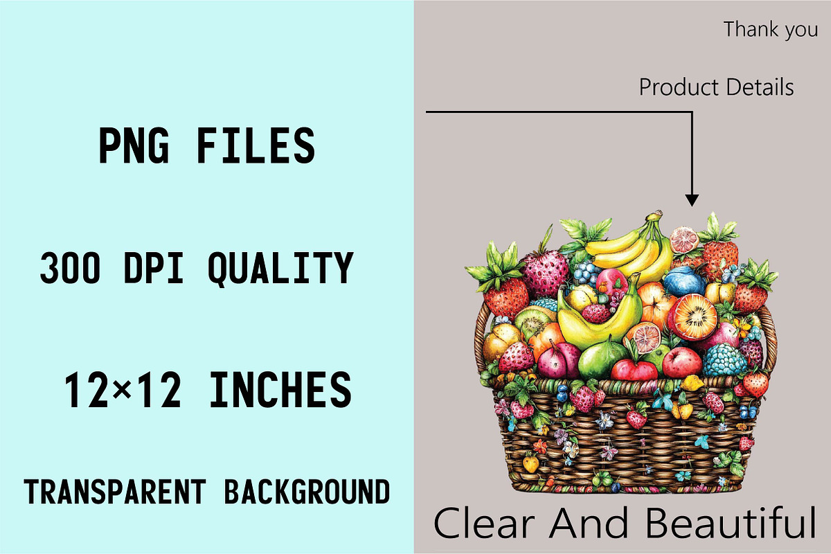 Whimsical Summer Fruit Basket Clipar, an Illustration by SVGArt (Photo 4 of 9)
