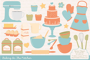 Vintage Kitchen Baking Vectors, an Illustration by Amanda Ilkov