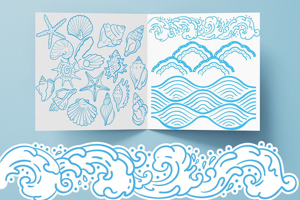 Seashells Lineart, a Seasonal Illustration by Carpet Tapete Pretzel (Photo 8 of 8)