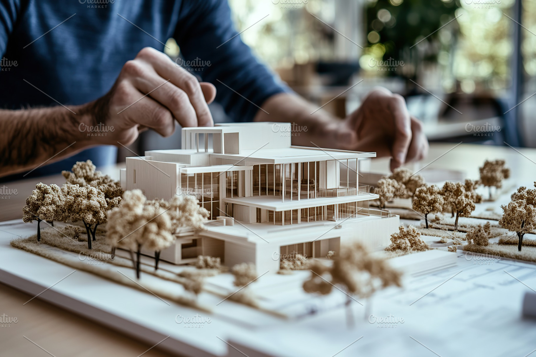 Architecture team working on house model building, an Architecture Photo by AlyaAnd