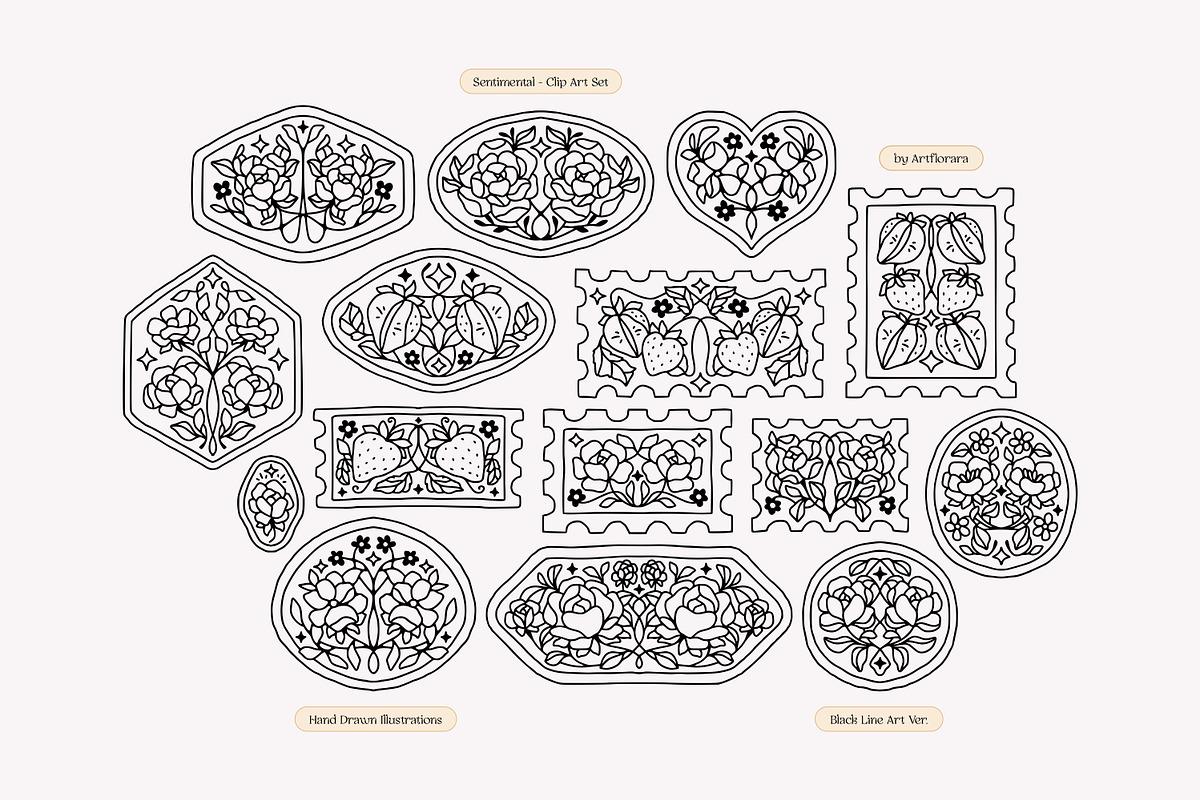SENTIMENTAL Vintage Floral Logo Set, an Object Graphic by Artflorara (Photo 12 of 13)