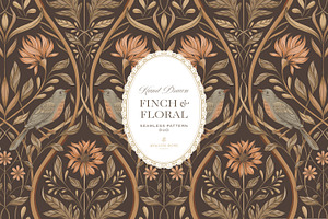 Vintage Bird & Floral Pattern Duo, a Pattern Graphic by Eclectic Anthology