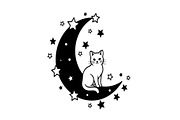 50 Cat Moon Silhouette Vector Bundle, an Illustration by jahid234 (Thumbnail 28 of 51)
