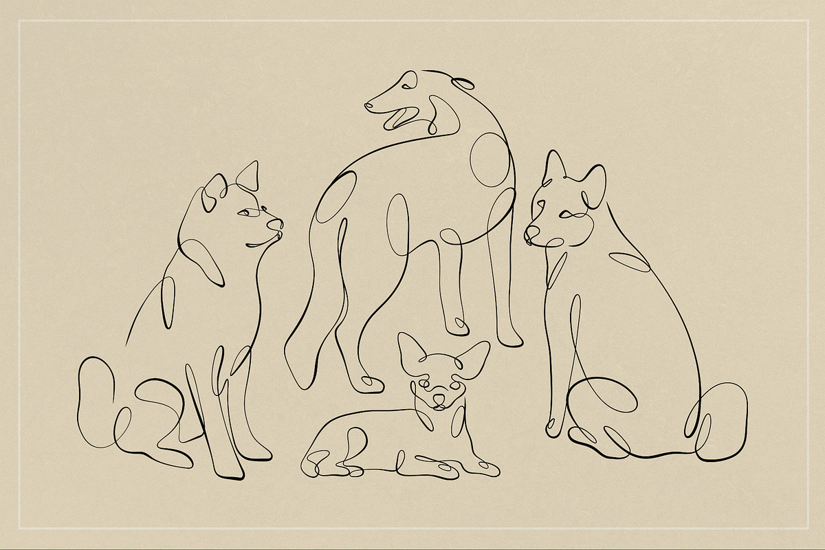 Dog - one line illustrations, an Animal Illustration by Anna.Klets (Photo 6 of 12)