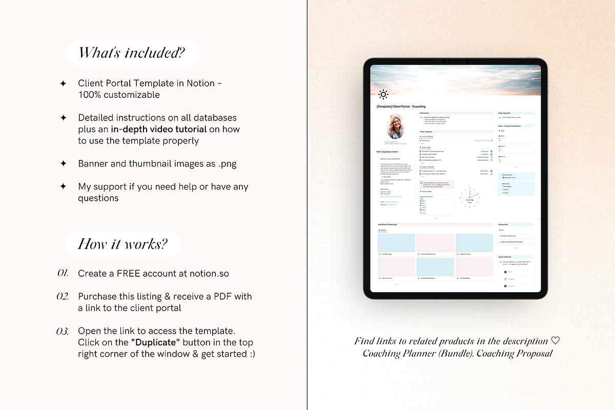 Notion Client Portal for Coaches, a Stationery Template by TheCoastlineStudio (Photo 10 of 10)