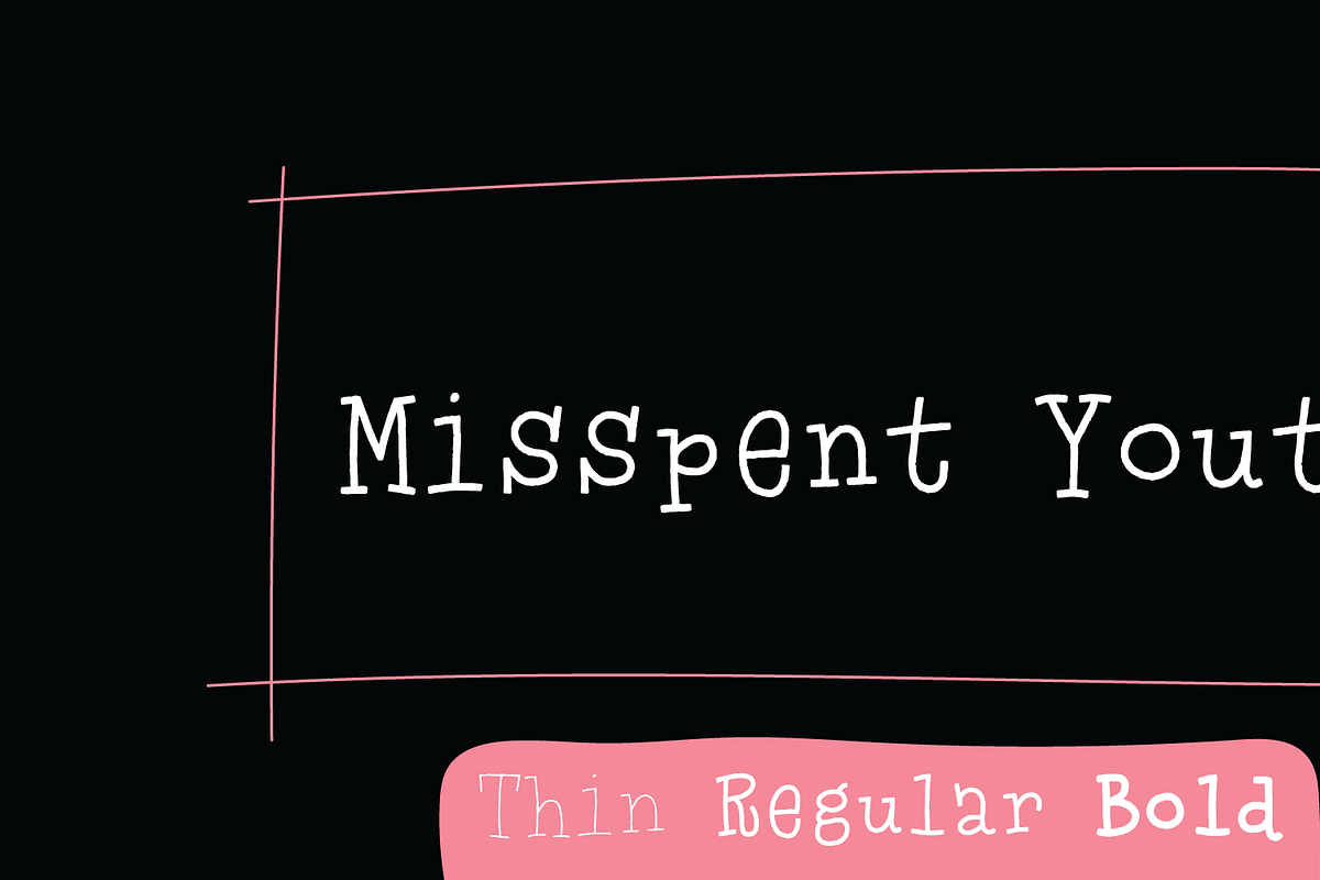 Misspent Youth, a Serif Font by pizzadudedotdk (Photo 1 of 11)