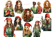 Christmas Fashion Girl Clipart, a Person Illustration by GlamArtZhanna (Thumbnail 2 of 5)