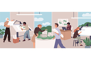 Architect office. Professionals work, a Person Illustration by YummyBuum