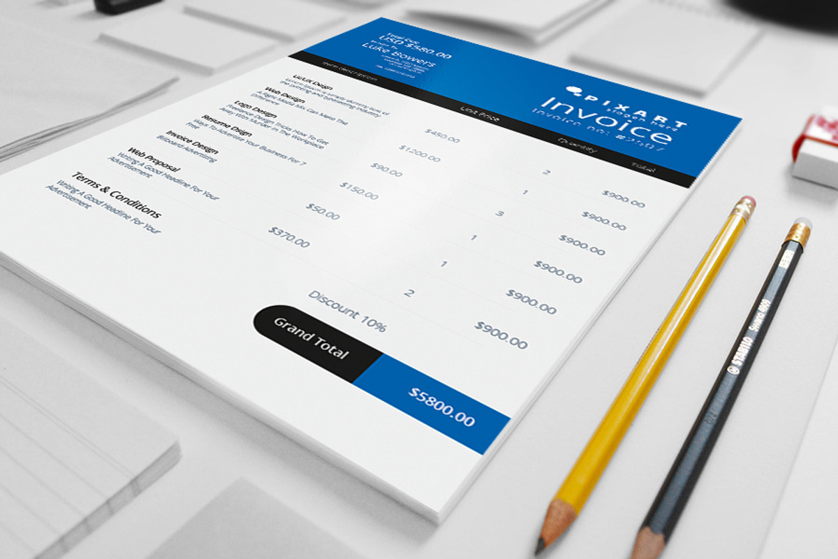 INVOICE, a Stationery Template by Graphicalark (Photo 1 of 3)