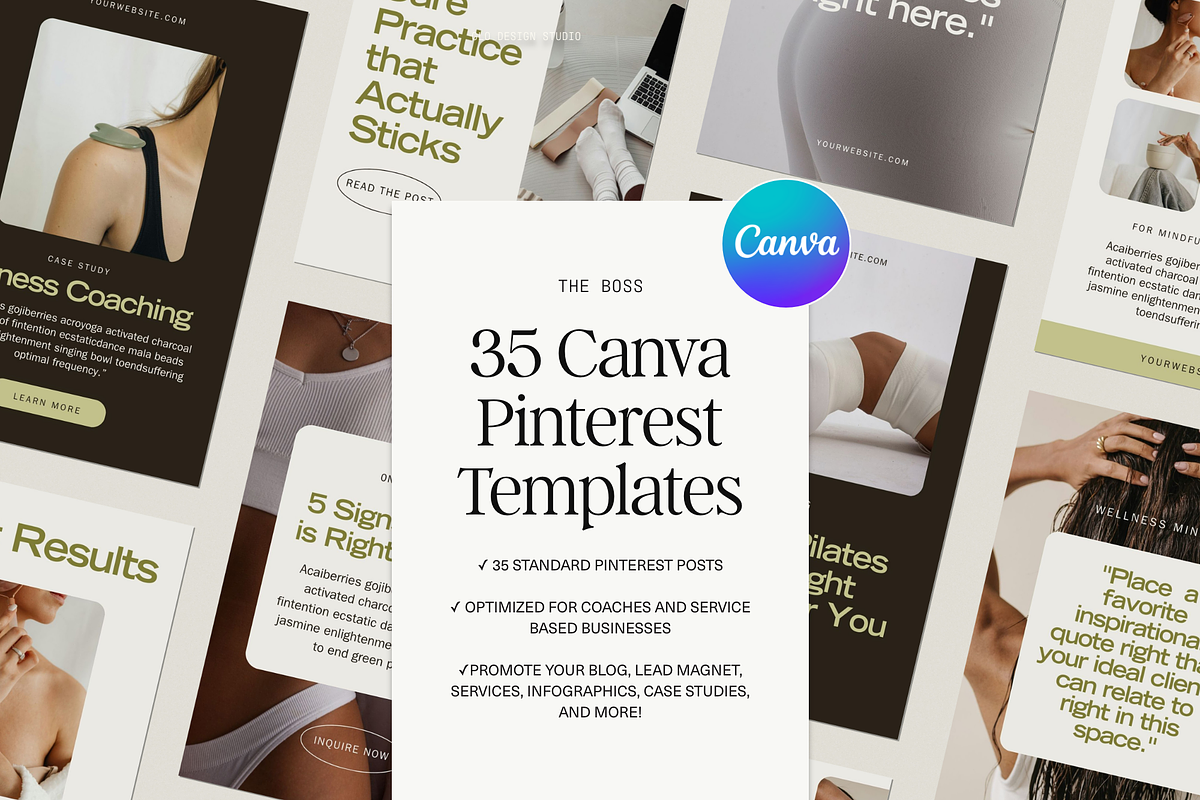 Canva Pinterest Marketing Templates, a Marketing Template by Glo Design Studio (Photo 2 of 20)