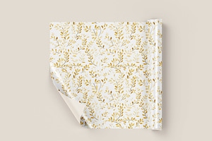 Floral Seamless Pattern, Gold Flower