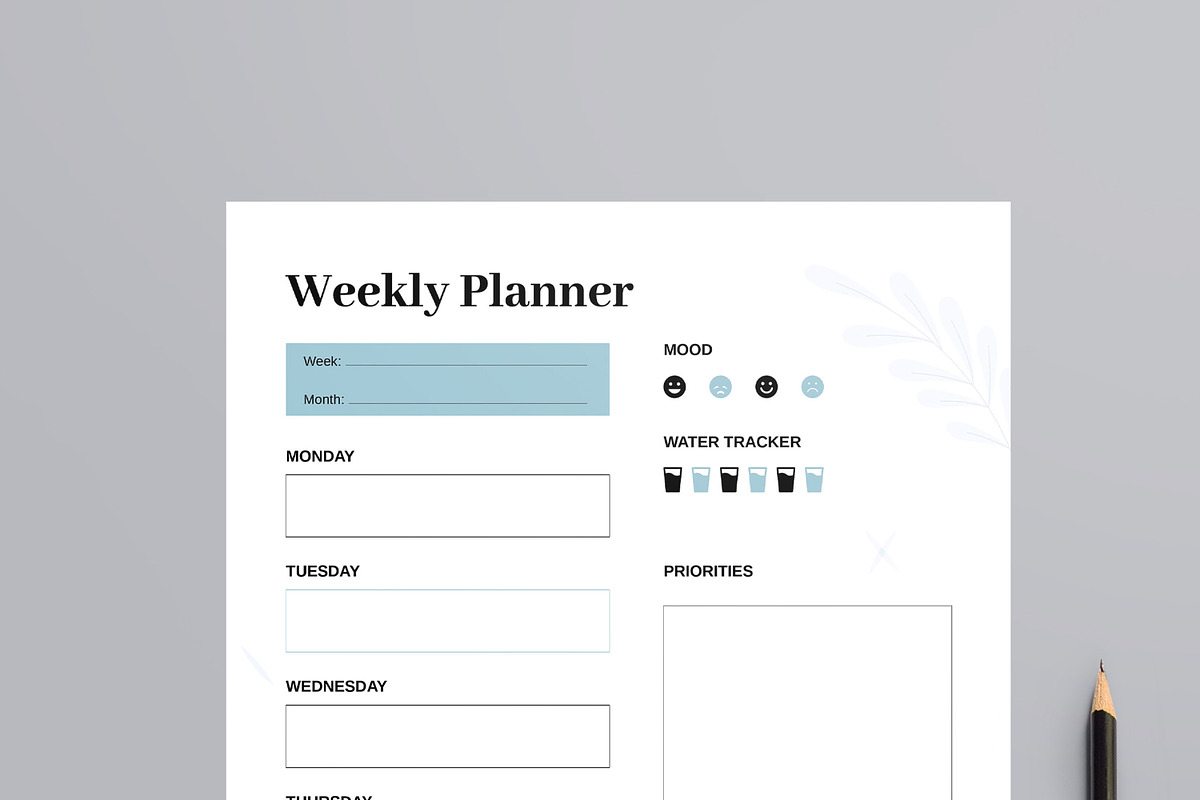 Weekly Planner Layout, a Stationery Template by MightyDesign (Photo 2 of 8)