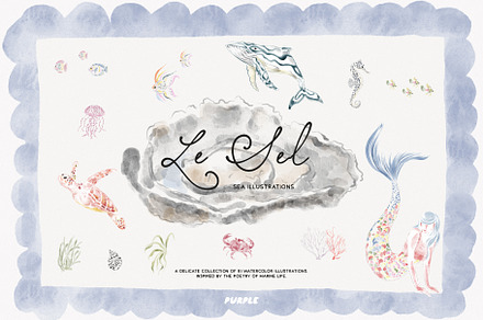 Le Sel: Watercolor Sea Illustrations, a Decorative Illustration by Purple