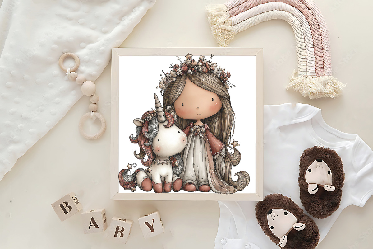 Whimsical Princess and Unicorn Clipa, an Illustration by CraftArtStudio (Photo 6 of 6)
