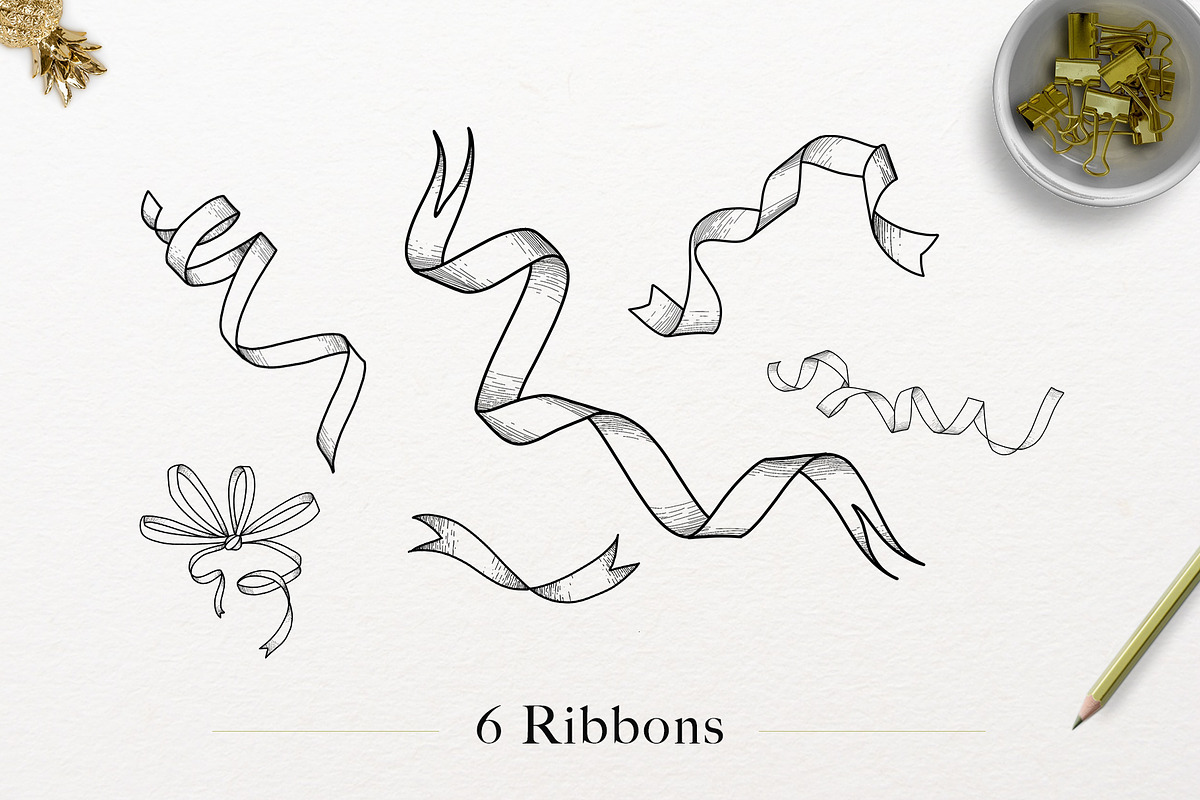 Hand Drawn Ribbons & Bows, an Illustration by Amy Jean