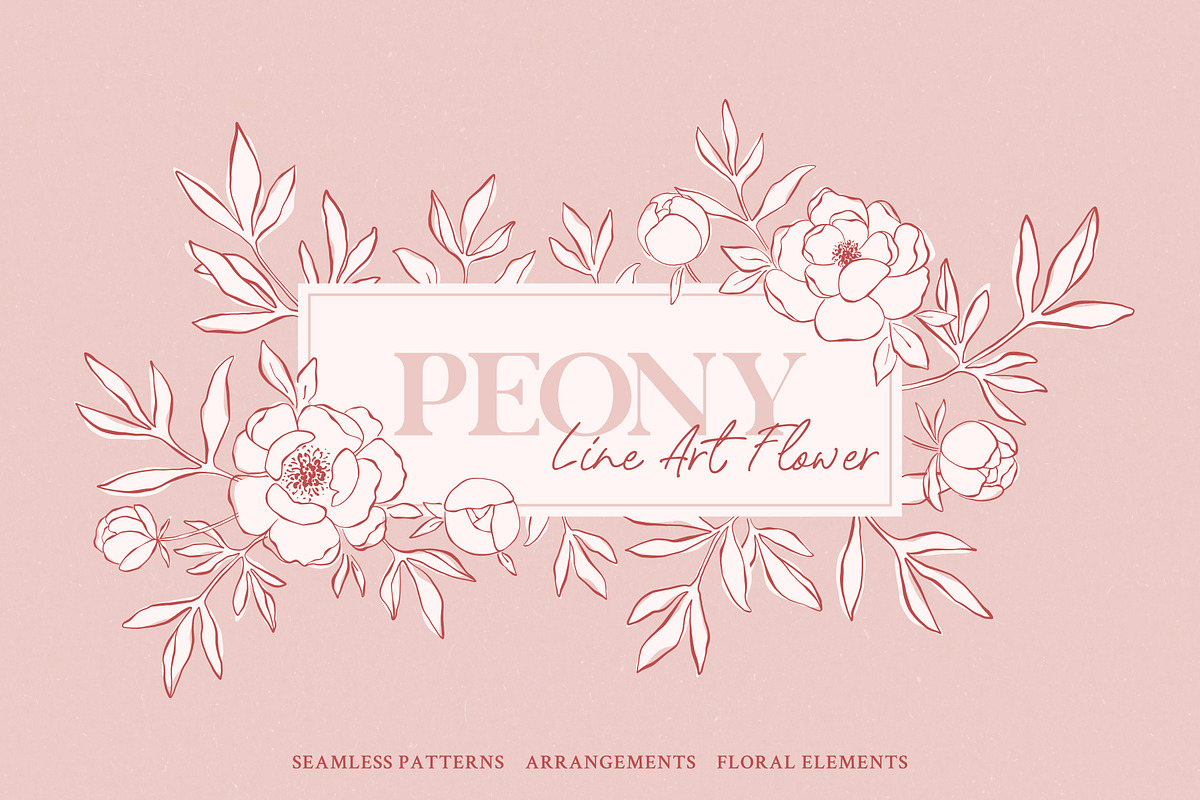 Peony - Line Art Flower, a Pattern Graphic by simpleblues (Photo 1 of 8)