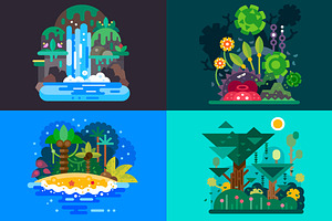 Four Fantastic Jungle Landscapes.