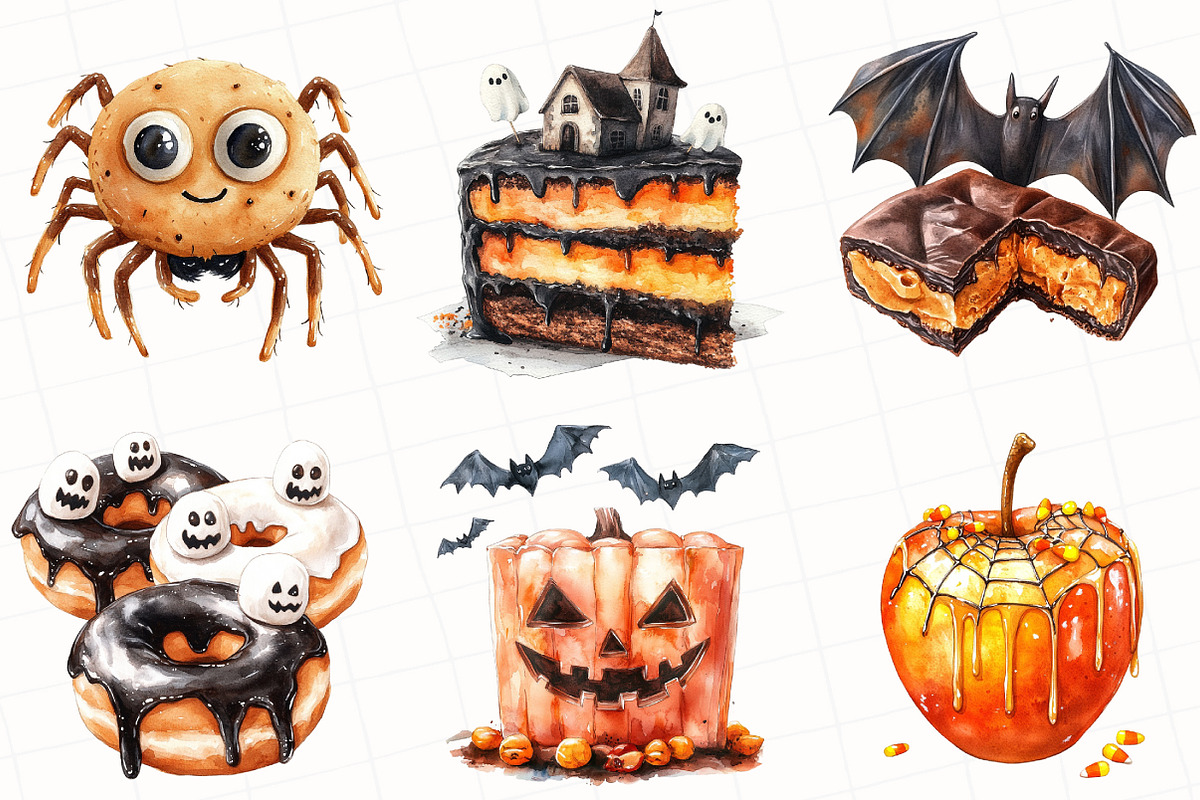 Watercolor Halloween Sweets Clipart, an Illustration by OK Design (Photo 4 of 5)