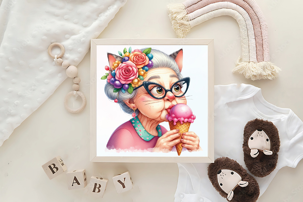 Quirky Grandma Love Ice Cream PNG, an Illustration by CraftArtStudio (Photo 6 of 6)