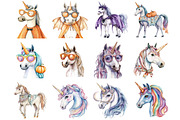 Halloween Retro Unicorn Clipart, an Illustration by Design Market (Thumbnail 2 of 3)