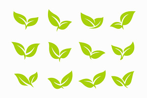 Set of Green Leaf Icons Eco Friendly, a Branding & Logo Template by Signatoro